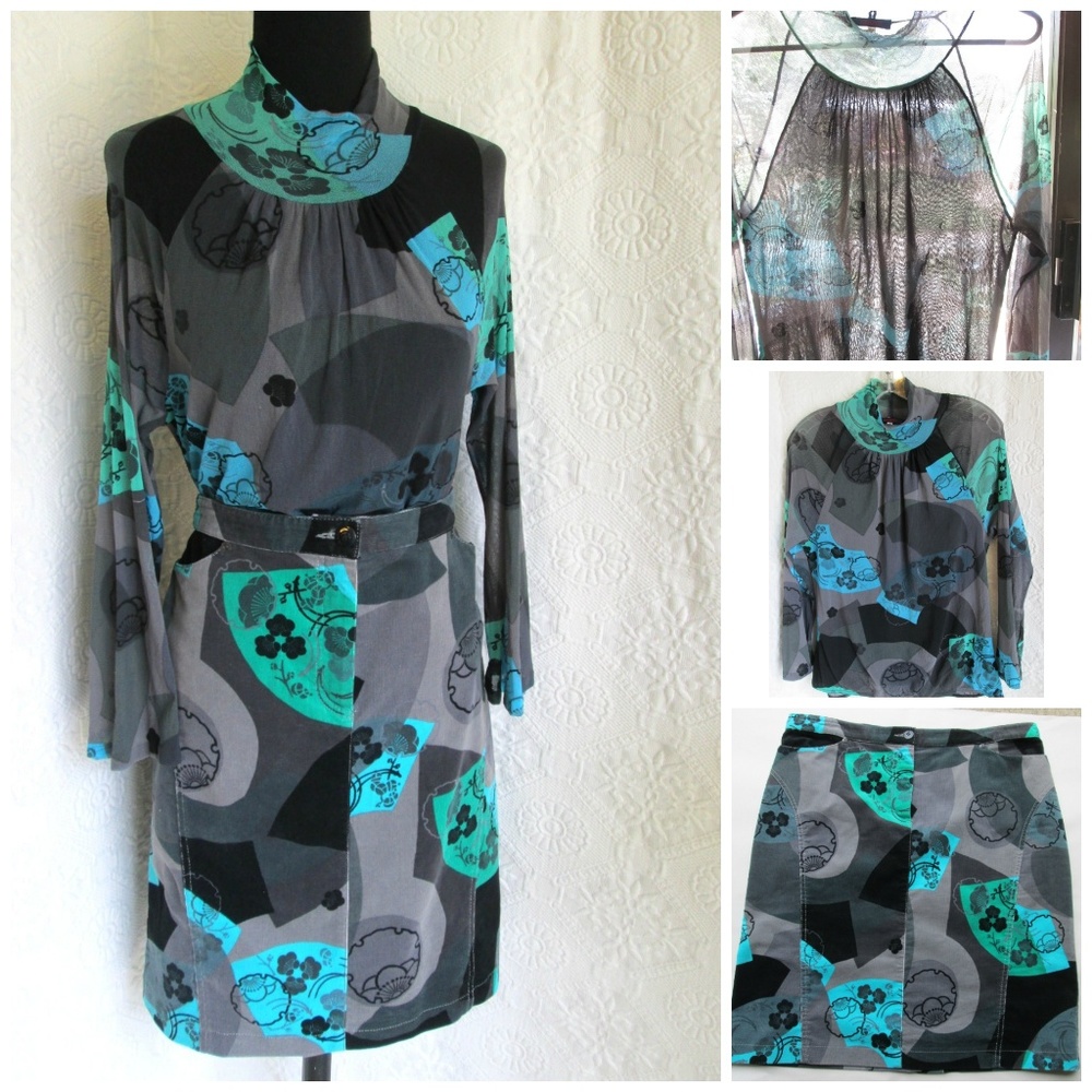 COPY - KENZO JEANS 2-pc Dress Outfit Corduroy Skirt Sheer